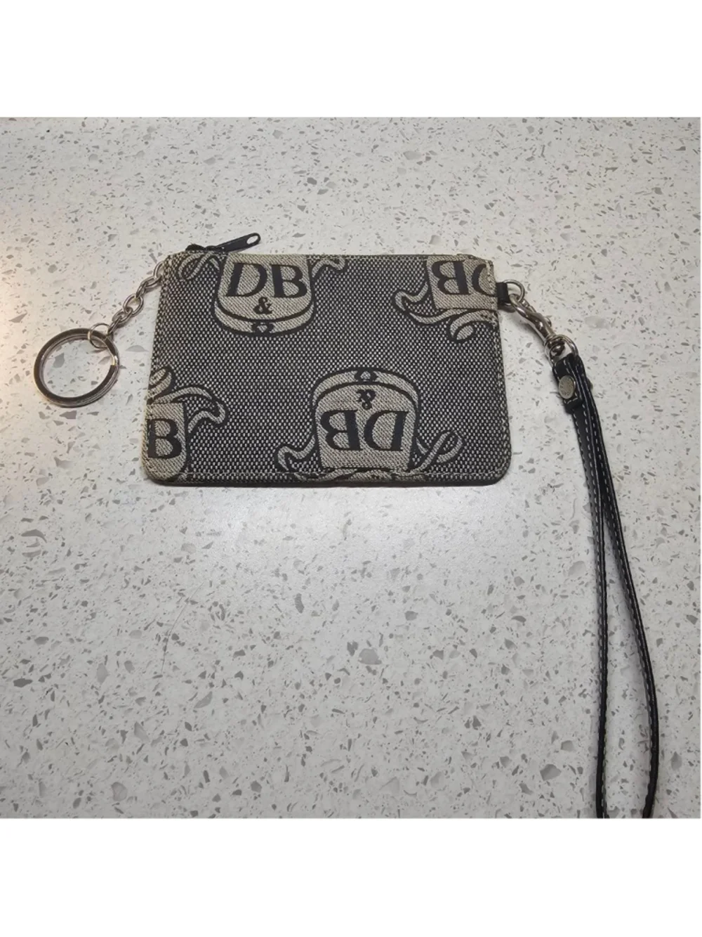 Dooney & Bourke Vintage Monogram Canvas Wristlet Pouch with Keyring
